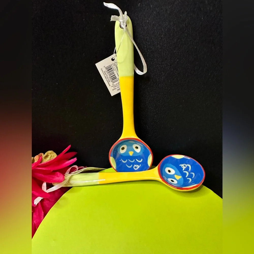 New Grasslands Road Ceramic Mulit-Function Owl🦉Coffee Scoop Tea Spoon Set Of 2